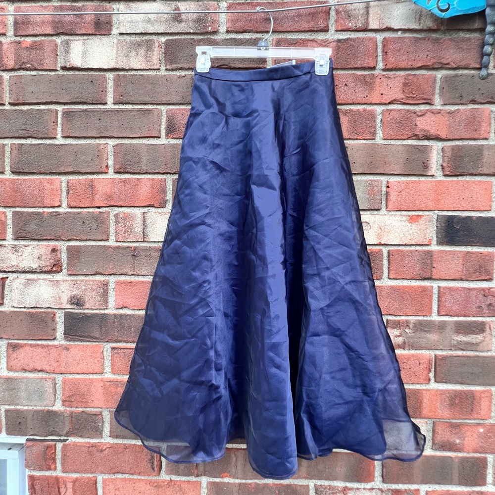 David's Bridal Blue Asymmetrical Maxi Skirt